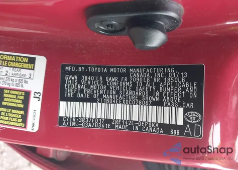 2013 Toyota Corolla S from USA, damaged, VIN 2T1BU4EEXDC028067